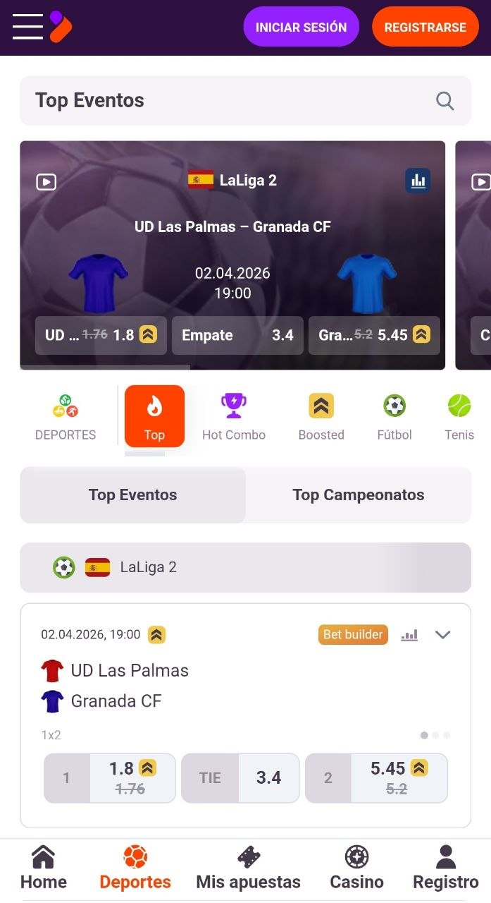 Sección de apuestas de TonyBet